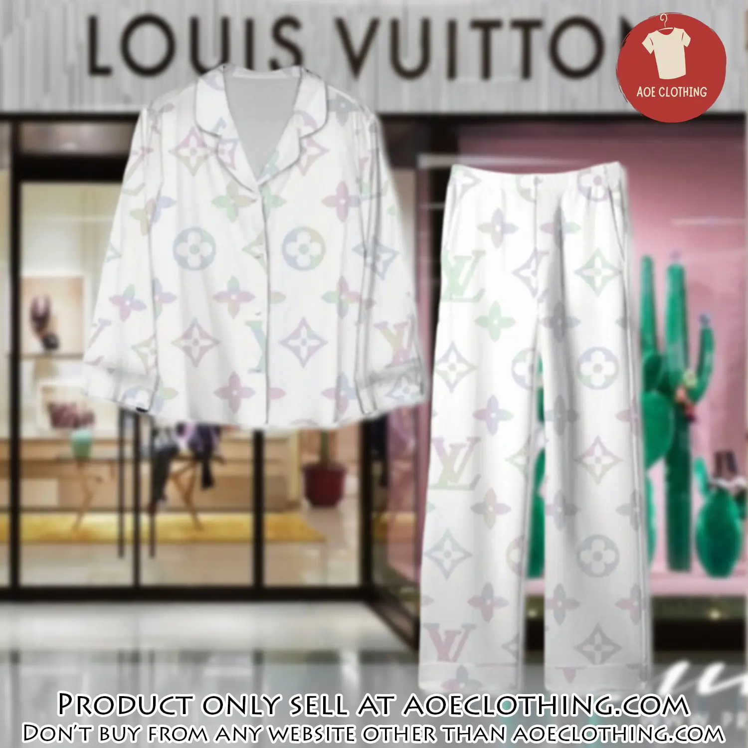 Trending luxury lv satin pajama set pjs1105 aoe2553807